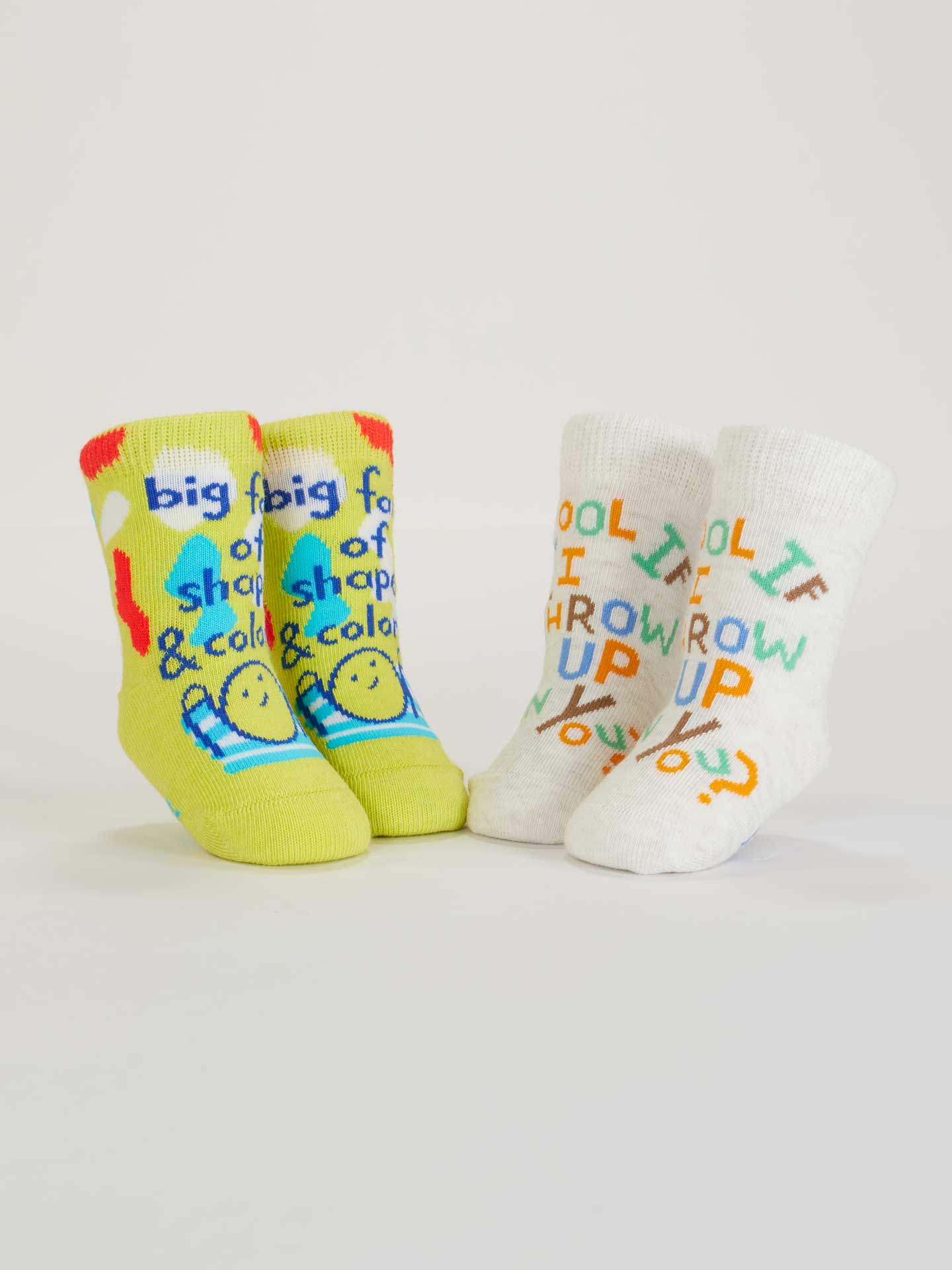 BLUQ Big Fan Of Shapes & Colors/ Cool If I Throw Up On You? Baby Socks