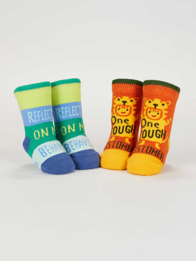 BLUQ One Tough Customer/ Reflecting On My Behavior Baby Socks