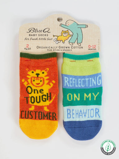 BLUQ One Tough Customer/ Reflecting On My Behavior Baby Socks