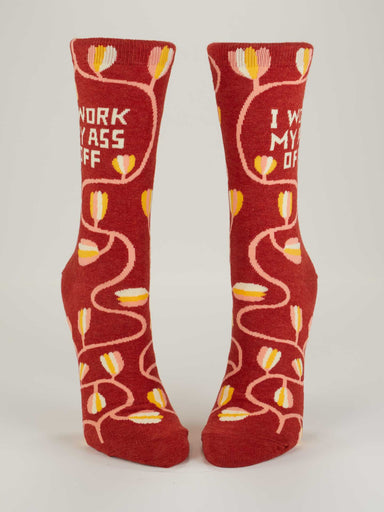 BLUQ I Work My Ass Off Women's Crew Socks