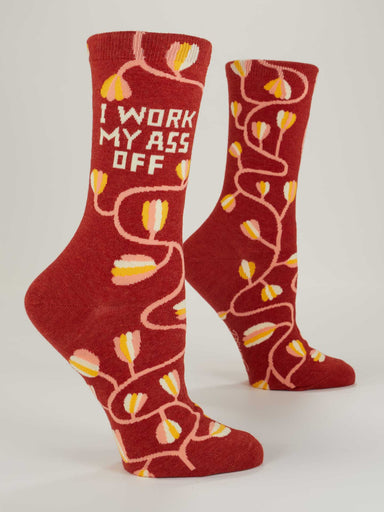 BLUQ I Work My Ass Off Women's Crew Socks