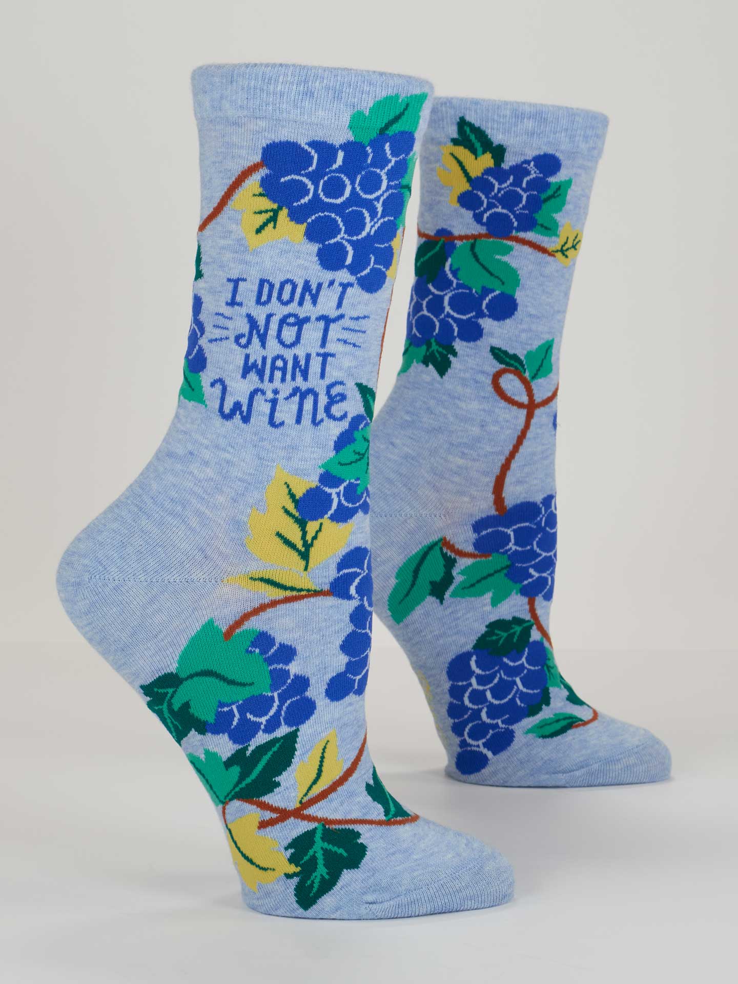 BLUQ I Don't Not Want Wine Women's Crew Socks