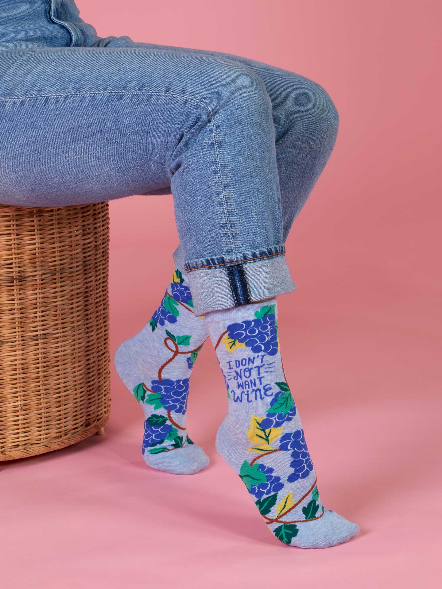 BLUQ I Don't Not Want Wine Women's Crew Socks