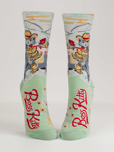 BLUQ Boss Kitty Women's Crew Socks