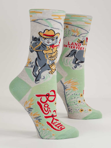 BLUQ Boss Kitty Women's Crew Socks