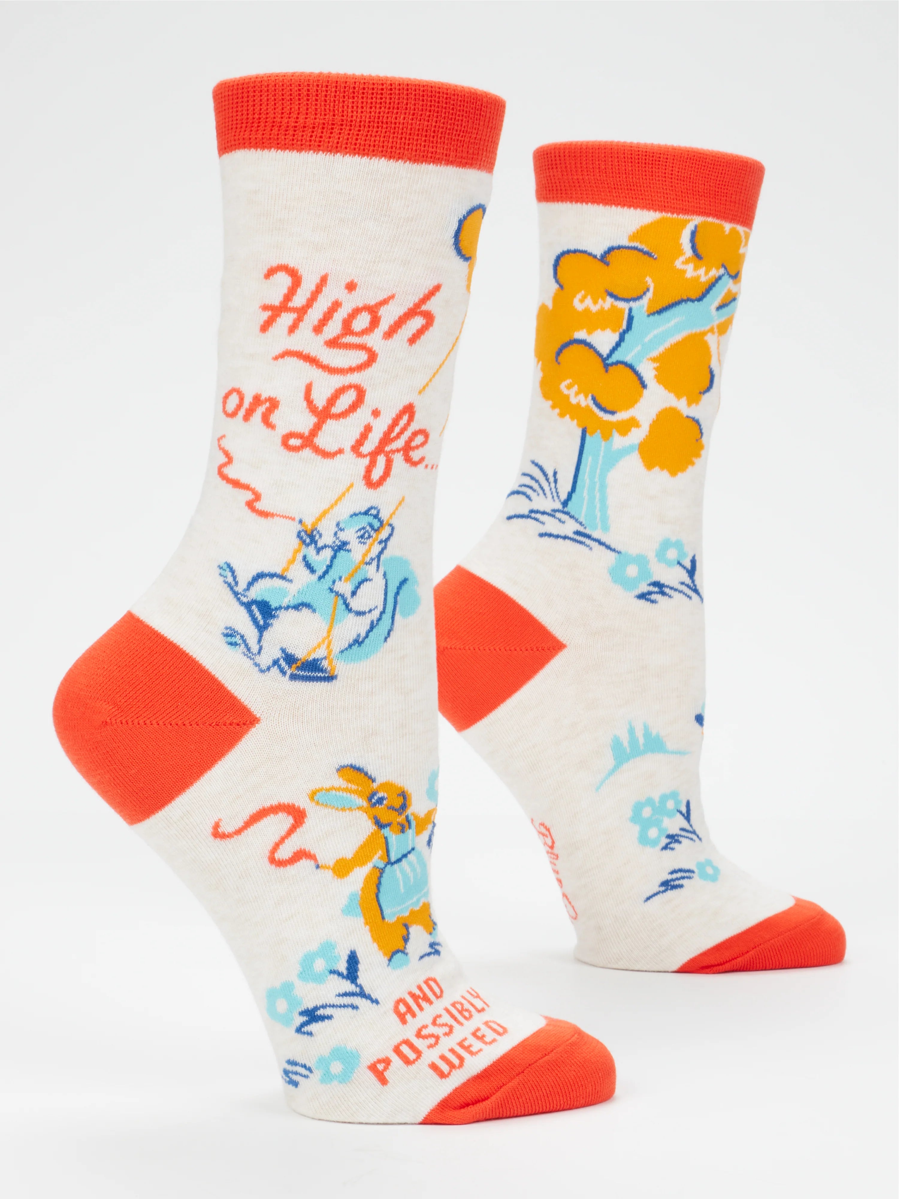 BLUQ Women's Crew Socks - High On Life...And Possibly Weed