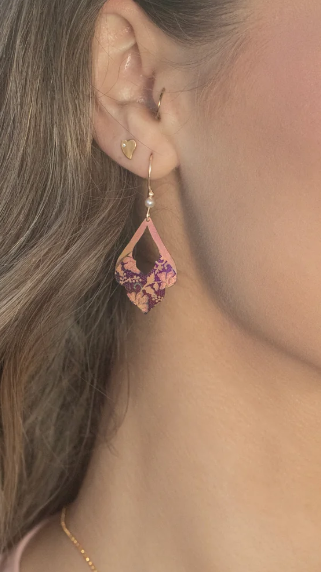 Holly Yashi Marisol Earrings Vintage Burgundy Bird in Hand