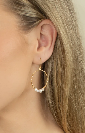 Holly Yashi Rosa Hoop Earrings - Gold / White    