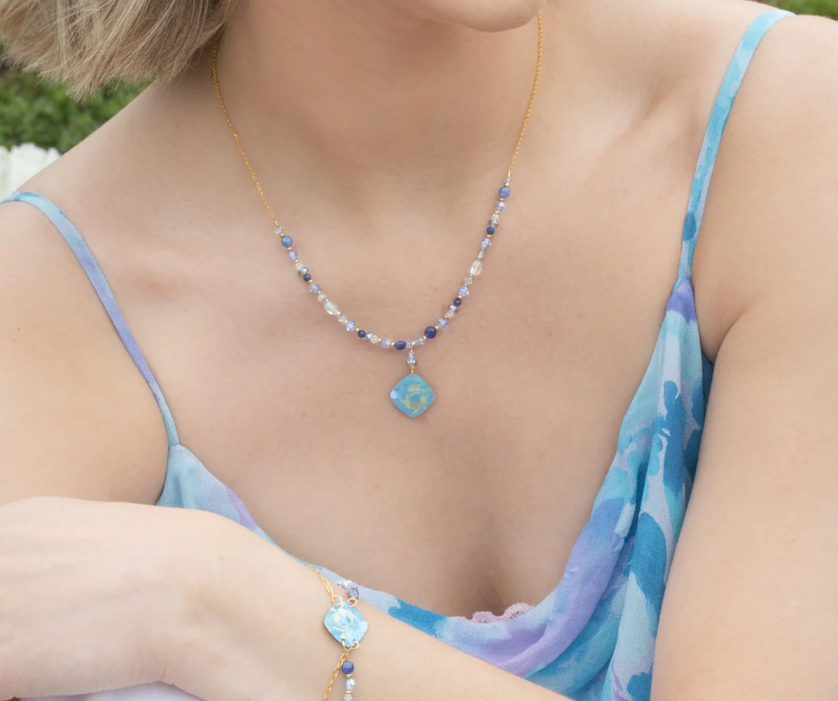 Holly Yashi Elena Beaded Necklace - Sky Blue