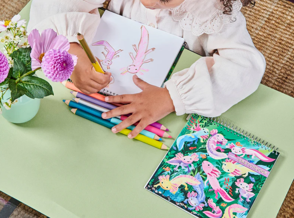 Axolotl 6 Jumbo Pencils - Double Sided Fluorescent & Metallic