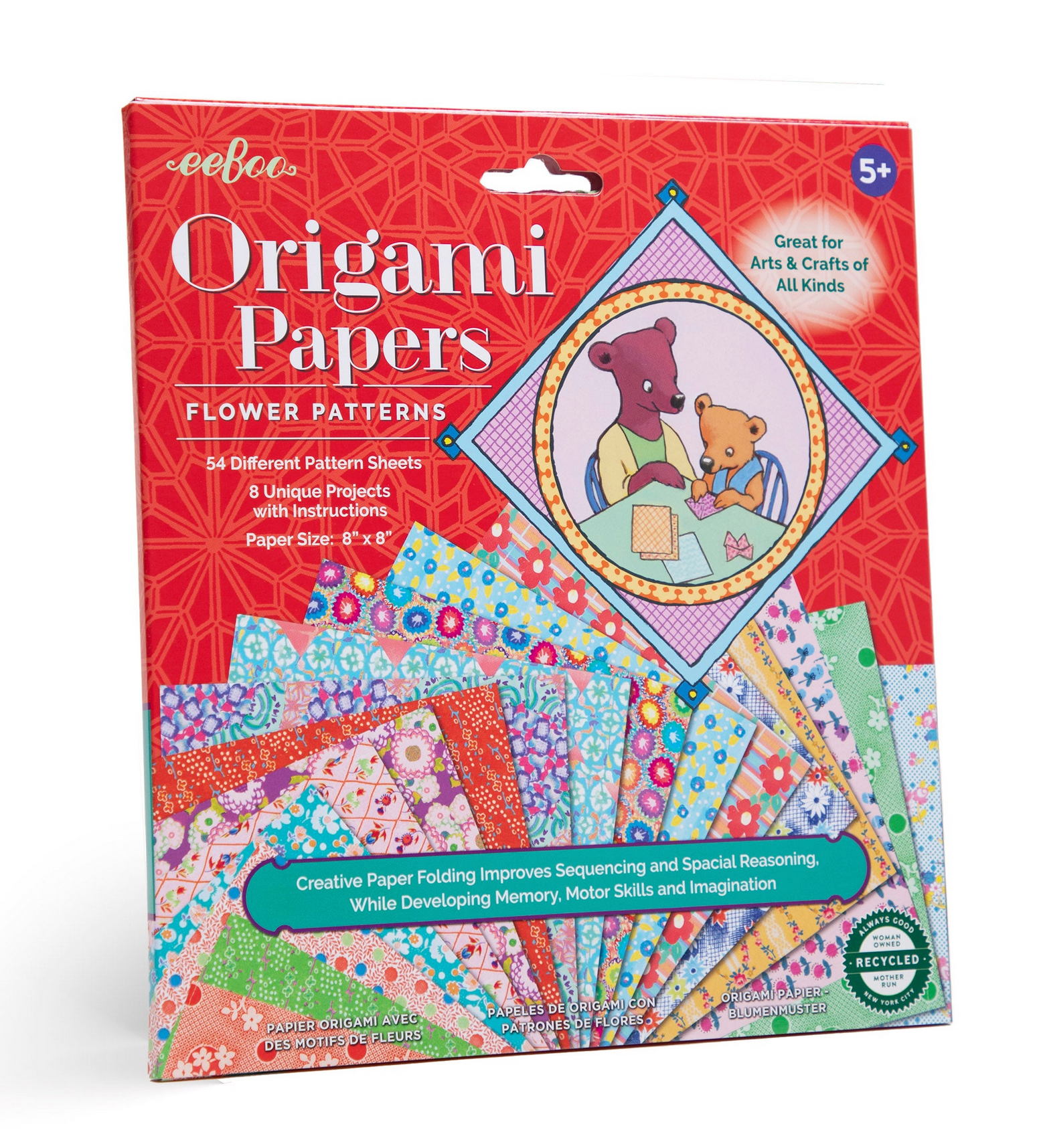 eeBoo Flower Pattern Origami Papers