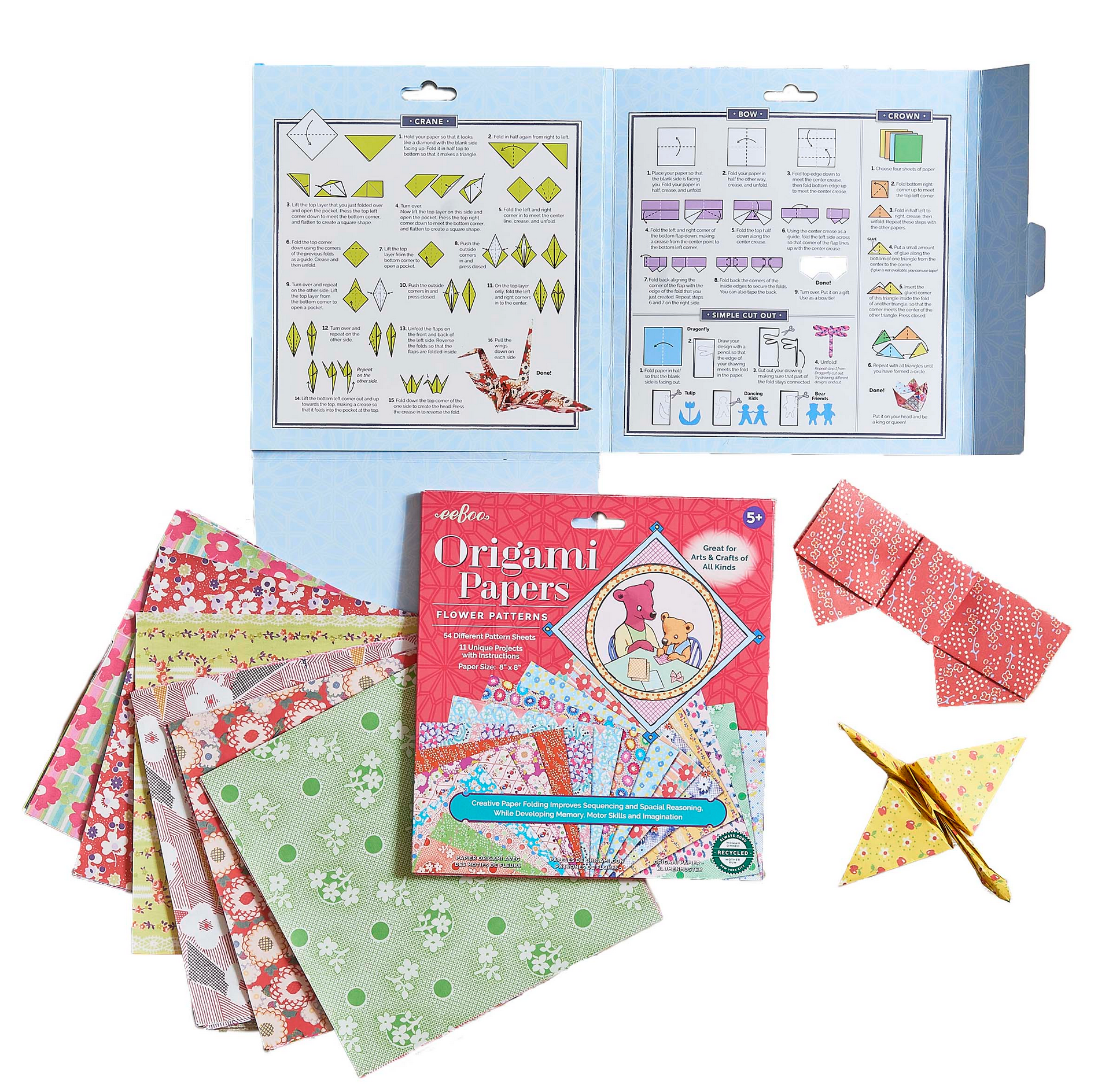 eeBoo Flower Pattern Origami Papers