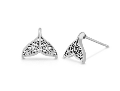 Boma Sterling Silver Post Earrings - Whale Tail Filigree