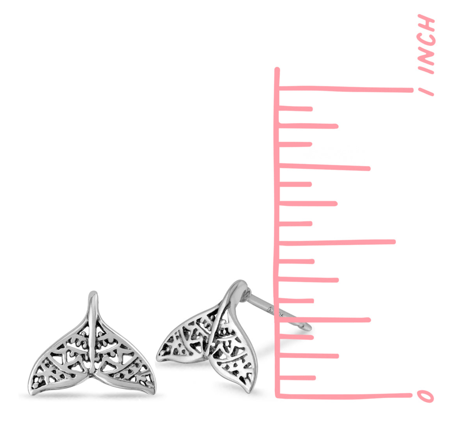 Boma Sterling Silver Post Earrings - Whale Tail Filigree
