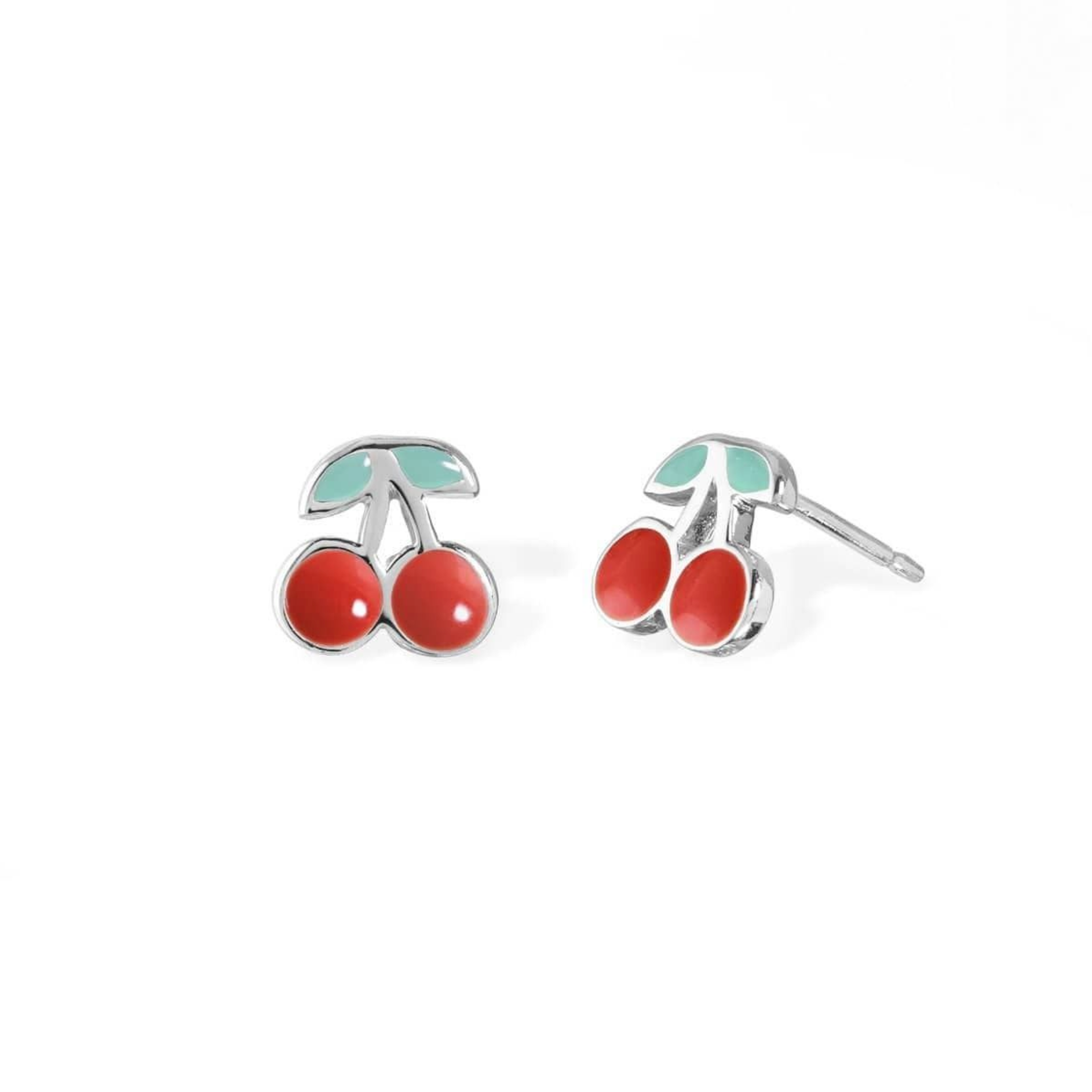 Boma Sterling Silver Red Cherry Post Earrings