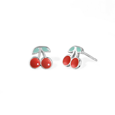 Boma Sterling Silver Red Cherry Post Earrings