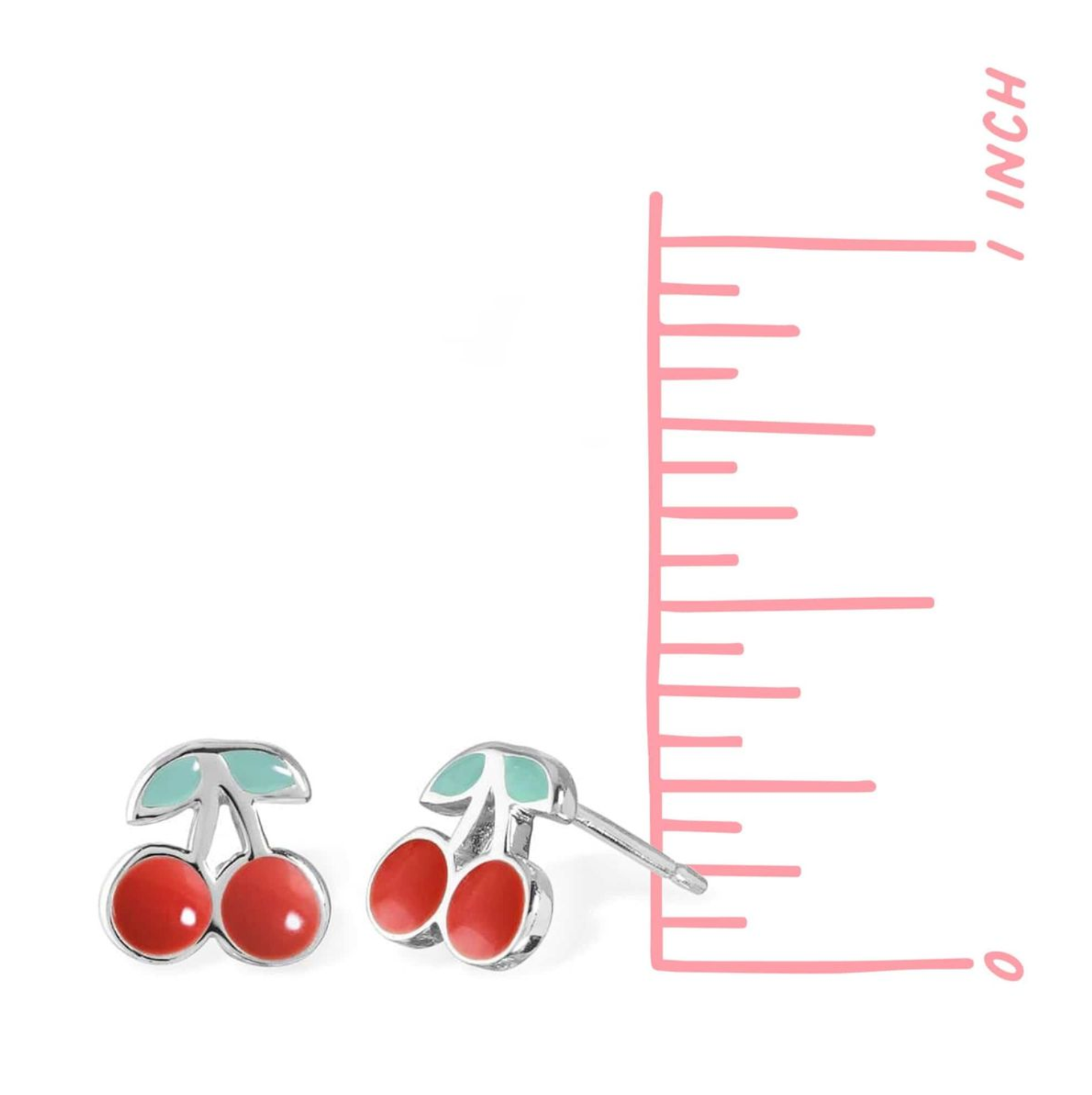 Boma Sterling Silver Red Cherry Post Earrings