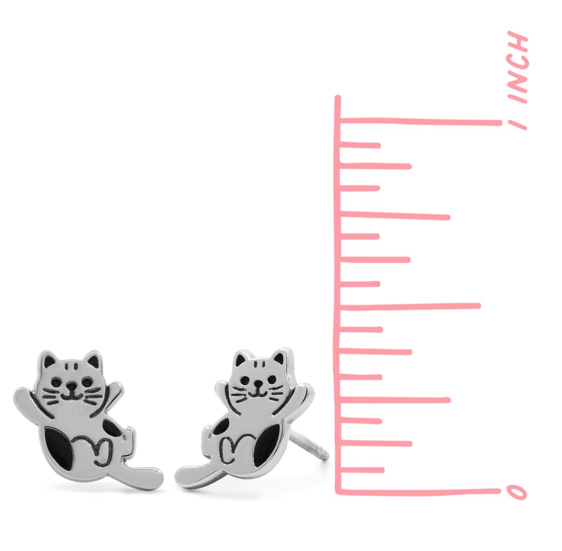 Boma Sterling Silver Baby Kitten Post Earrings