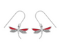 Boma Sterling Silver Earrings - Red Dragonfly