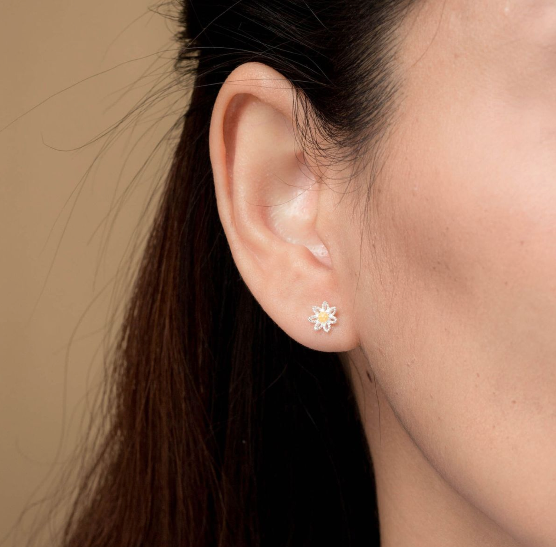 Boma Sterling Silver Sunflower Golden Bloom Post Earrings