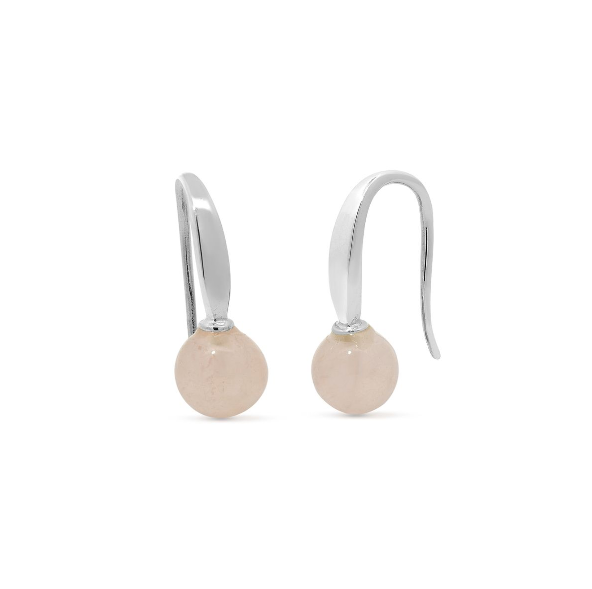 Boma Sterling Silver Open Drop Earrings - Round Rose Quartz Drop
