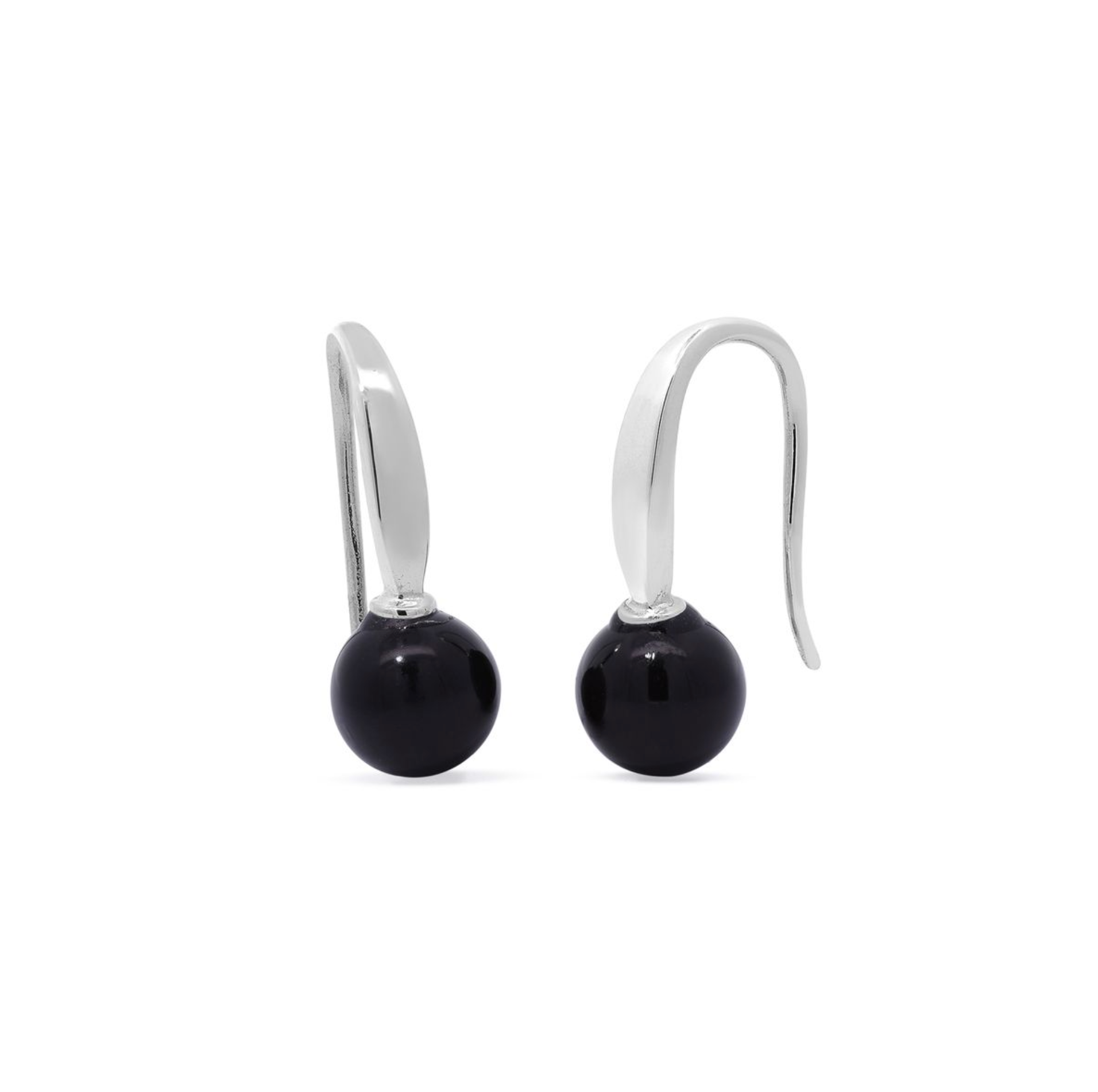 Boma Sterling Silver Open Drop Earrings - Round Onyx Drop