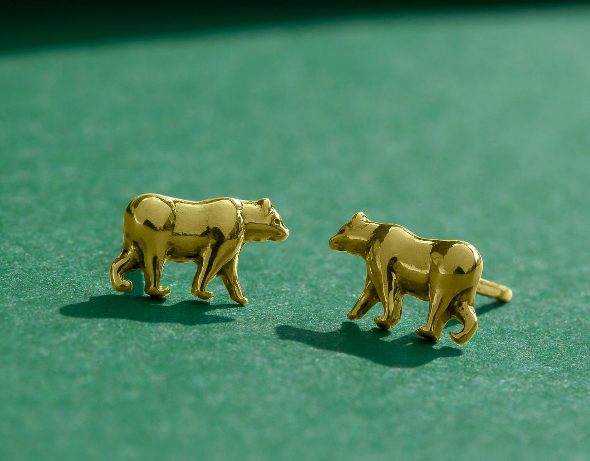 Boma 14K Gold California Golden Grizzly Bear Post Earrings