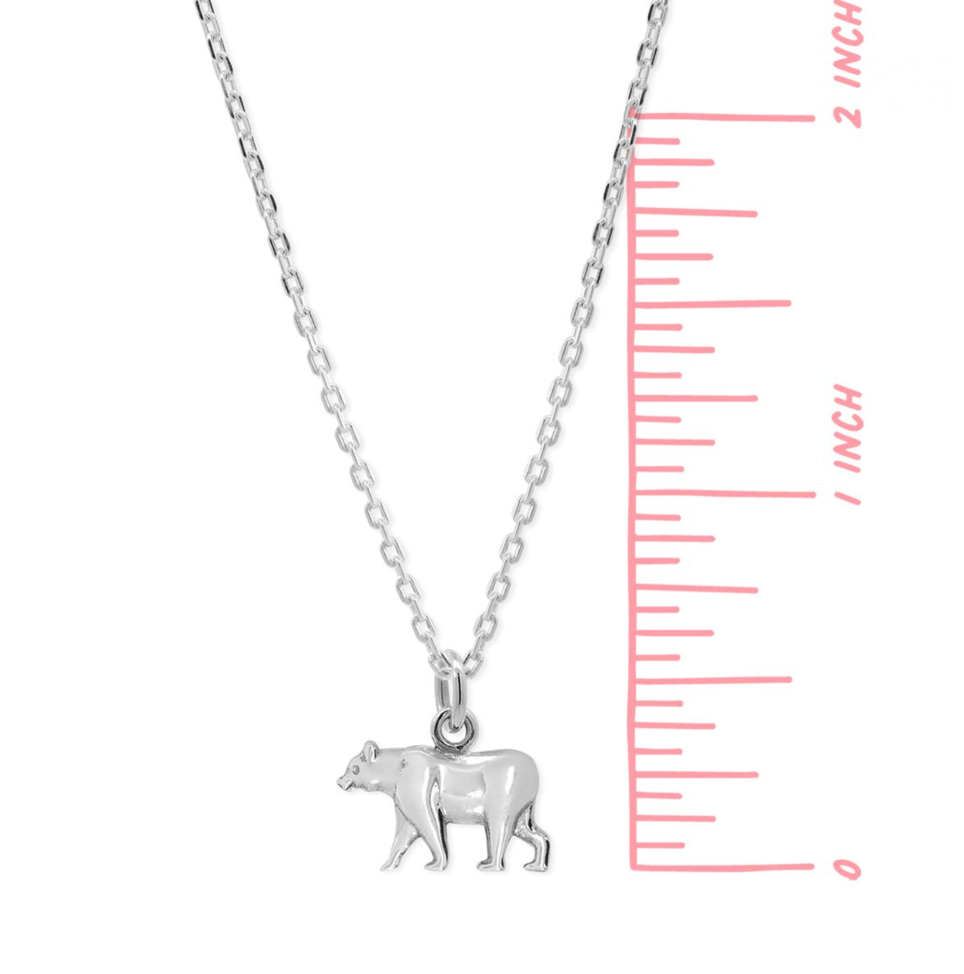 Boma Sterling Silver California Grizzly Bear Pendant Necklace