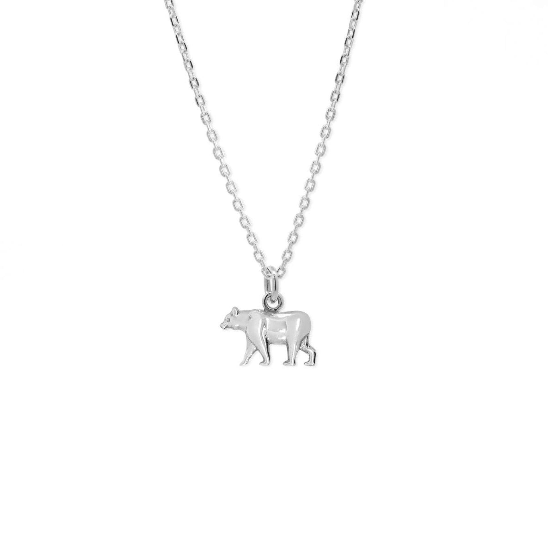 Boma Sterling Silver California Grizzly Bear Pendant Necklace