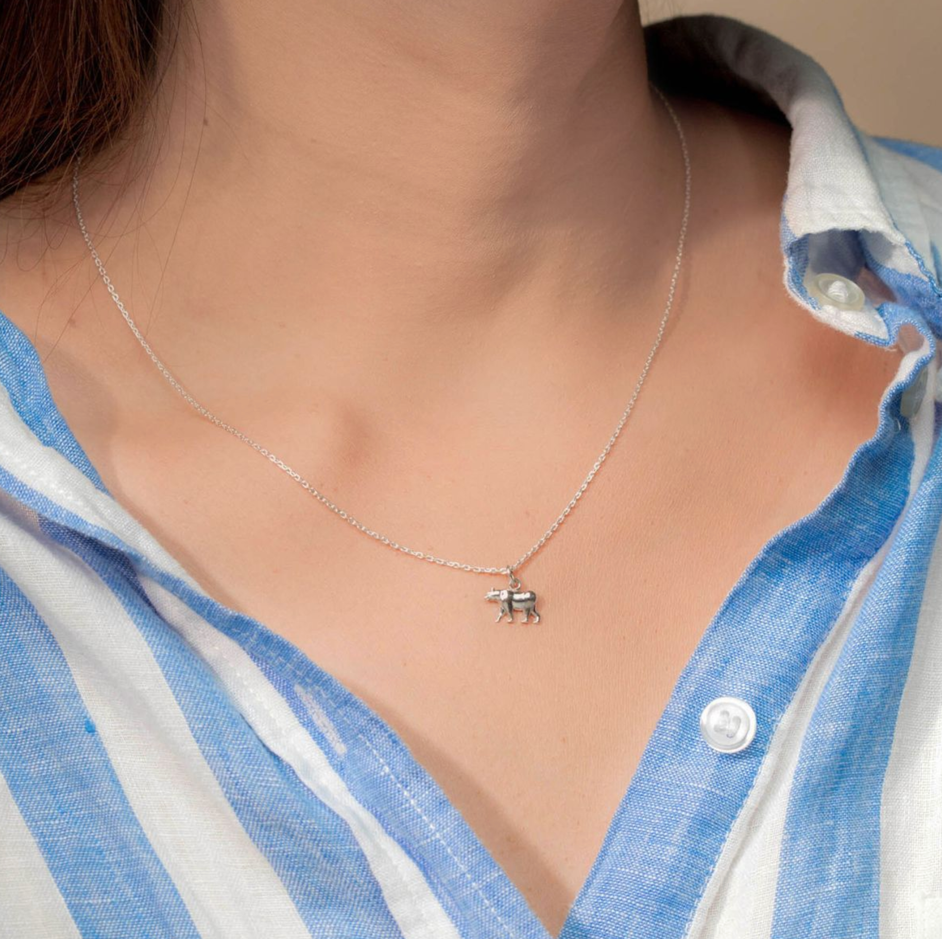 Boma Sterling Silver California Grizzly Bear Pendant Necklace