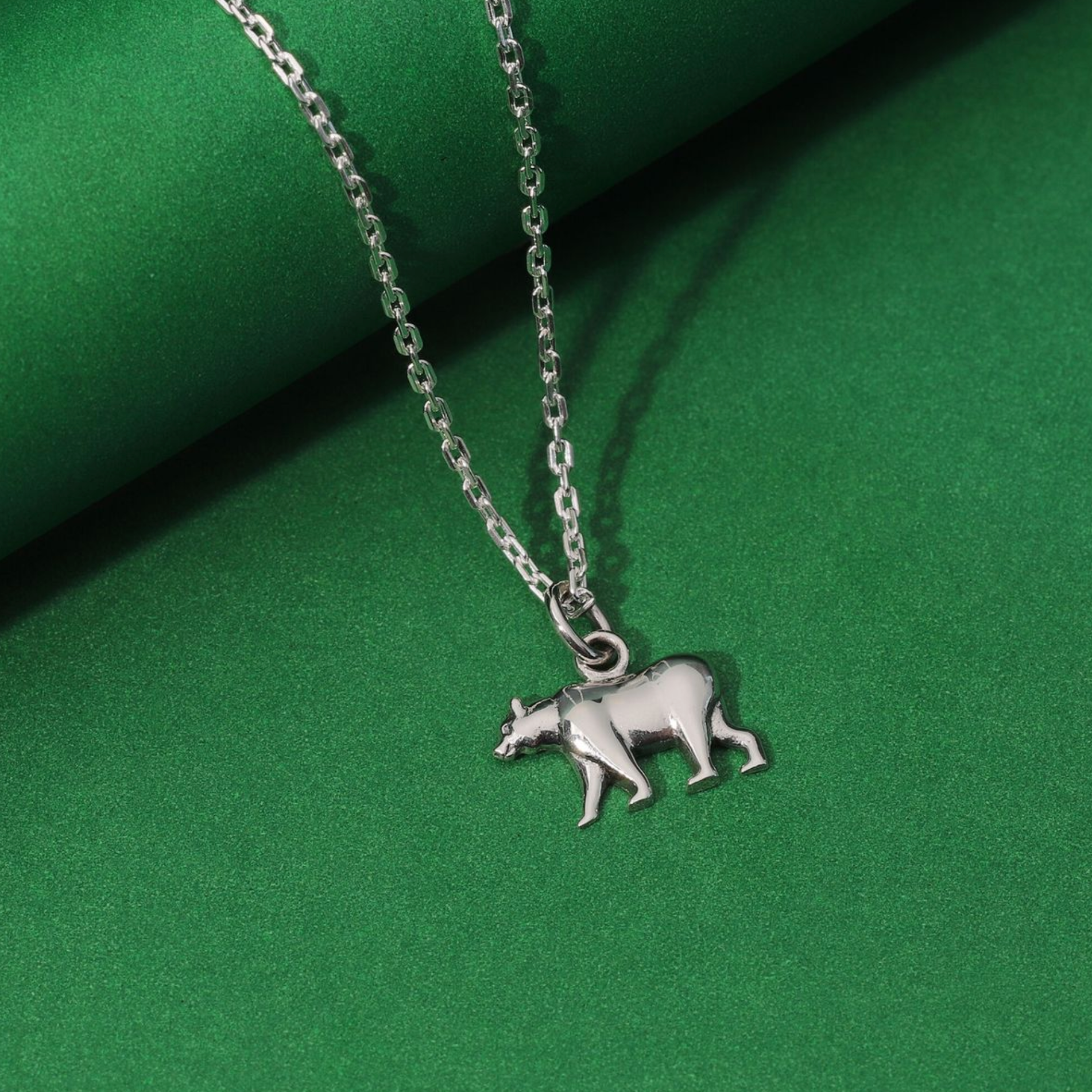 Boma Sterling Silver California Grizzly Bear Pendant Necklace