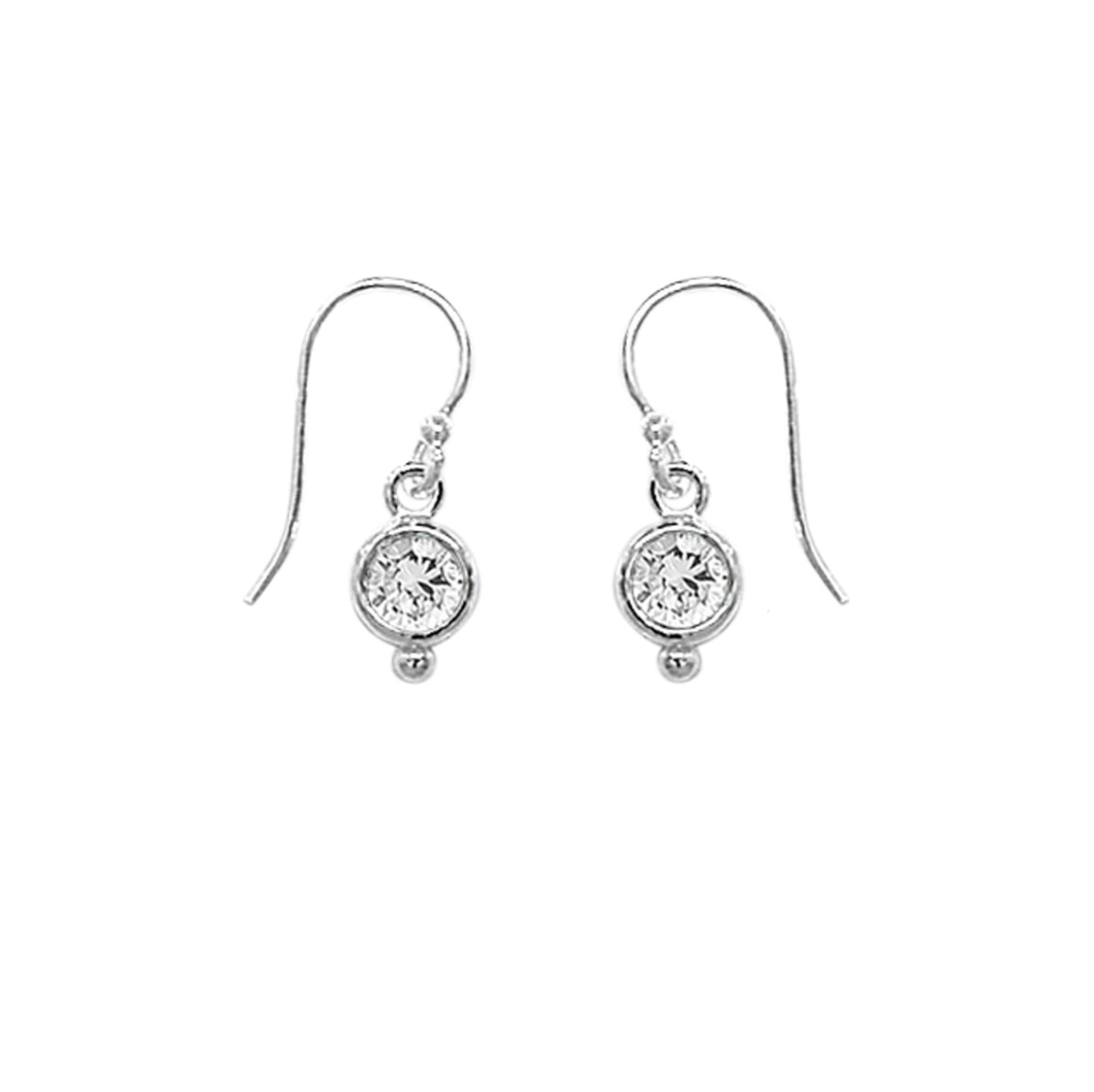 Boma Sterling Silver Round Drop Cubic Zirconia Earrings