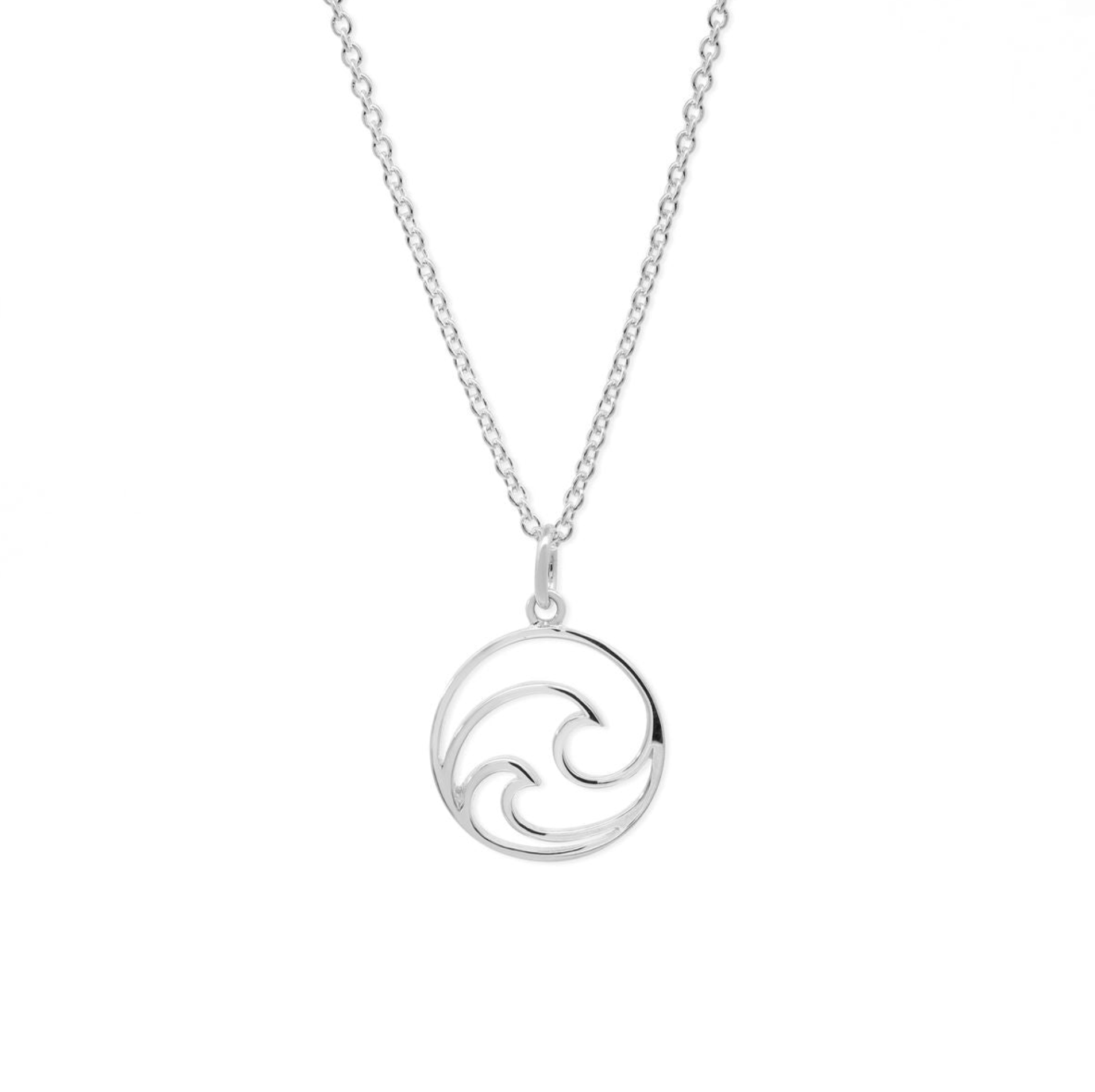 Boma Sterling Silver Double Wave Open Circle Pendant Necklace