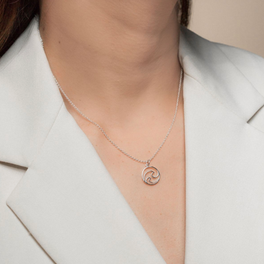 Boma Sterling Silver Double Wave Open Circle Pendant Necklace