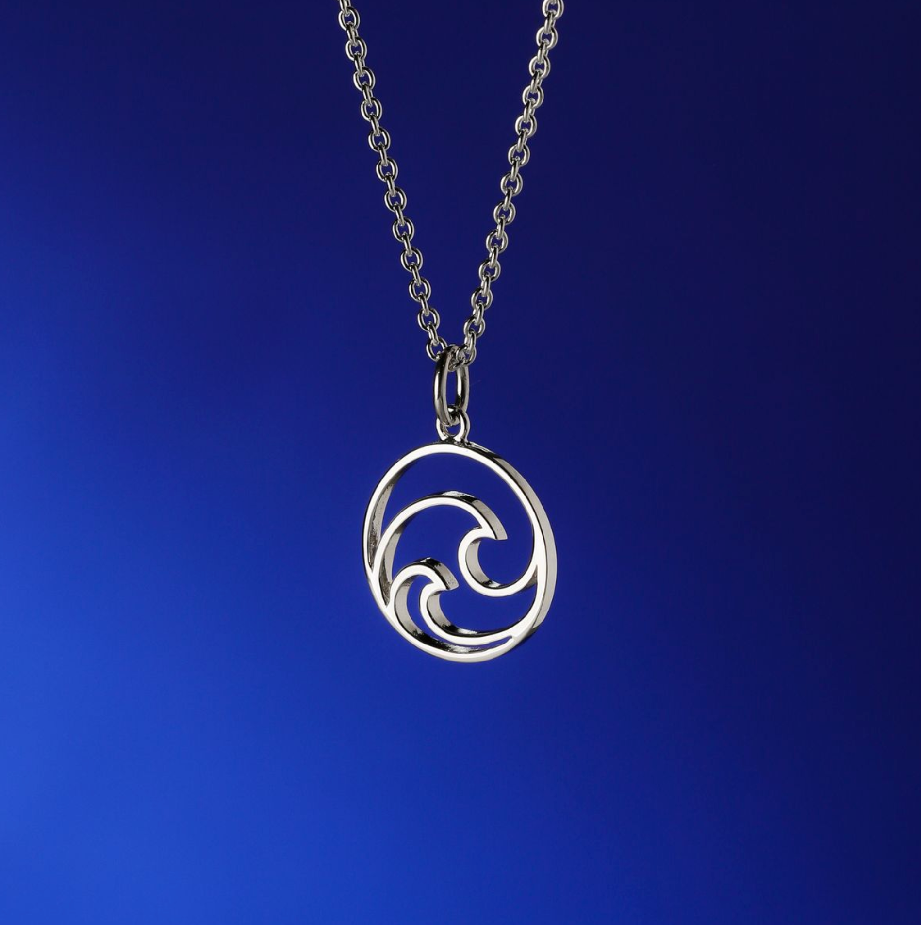 Boma Sterling Silver Double Wave Open Circle Pendant Necklace