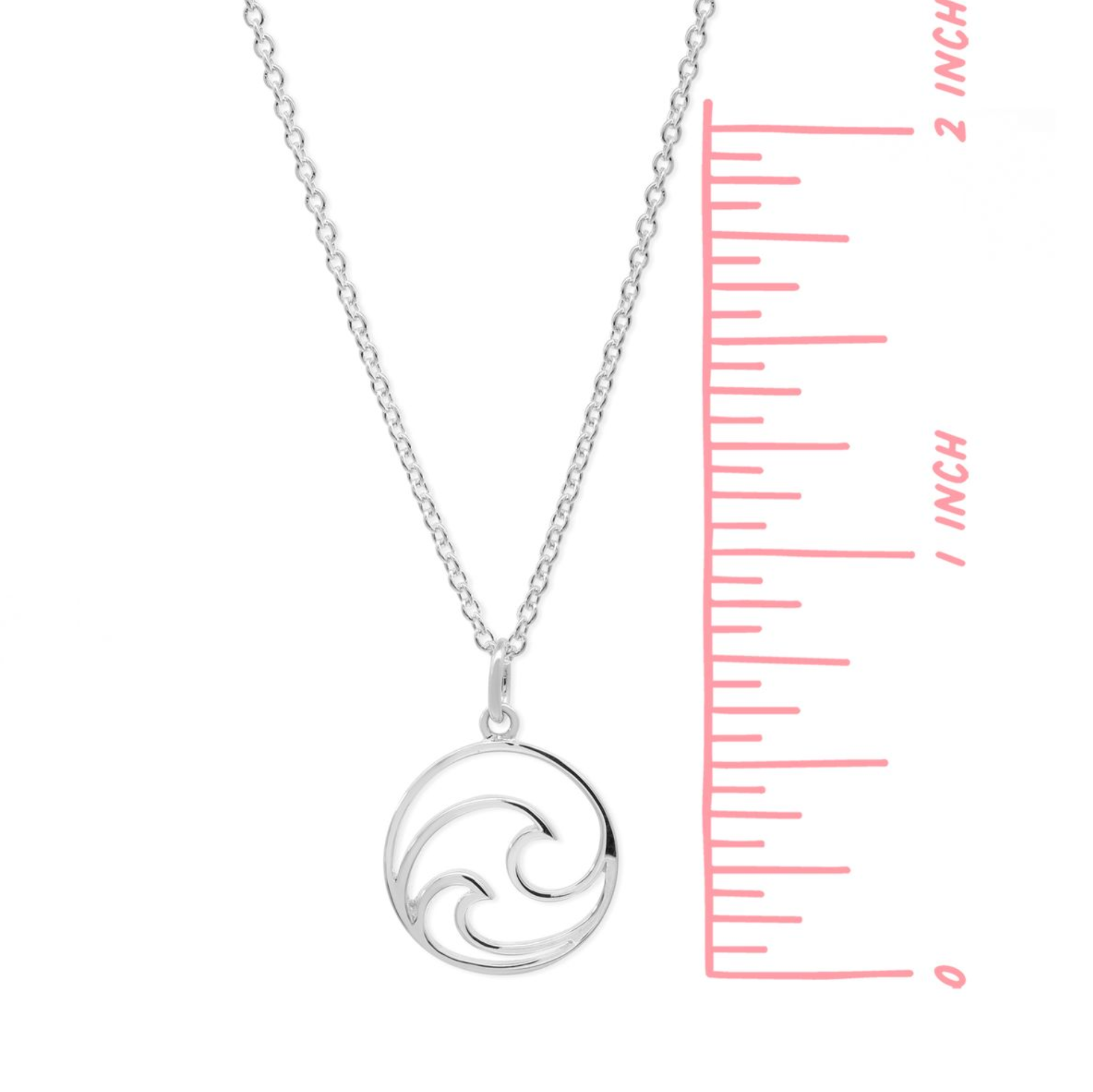 Boma Sterling Silver Double Wave Open Circle Pendant Necklace