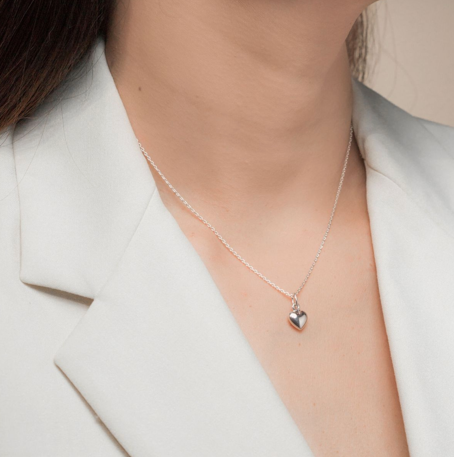 Boma Sterling Silver Puffy Heart Pendant Necklace