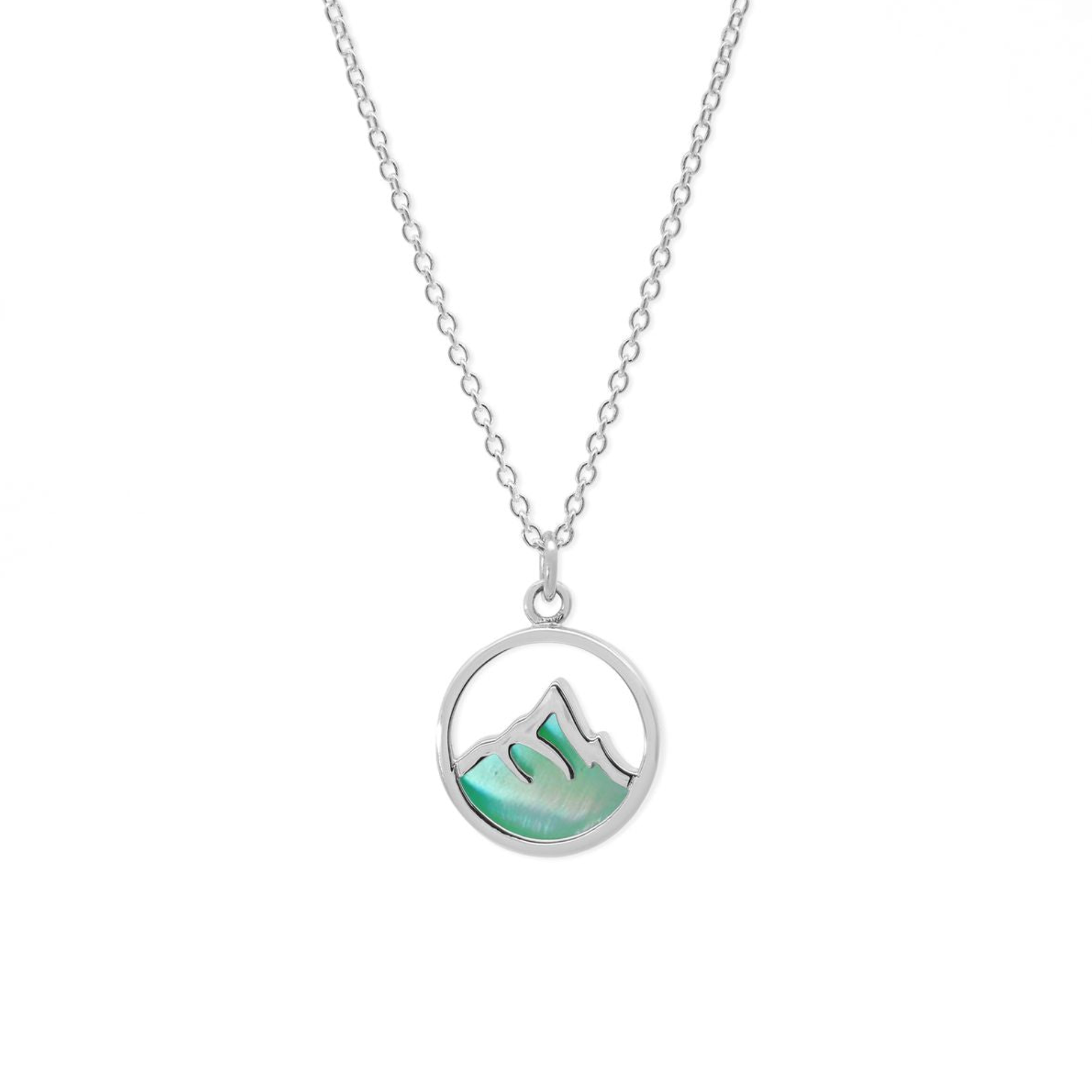 Boma Sterling Silver Mountain Peak with Green Mother of Pearl Necklace