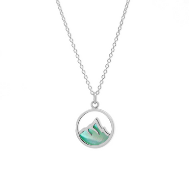 Boma Sterling Silver Mountain Peak with Green Mother of Pearl Necklace