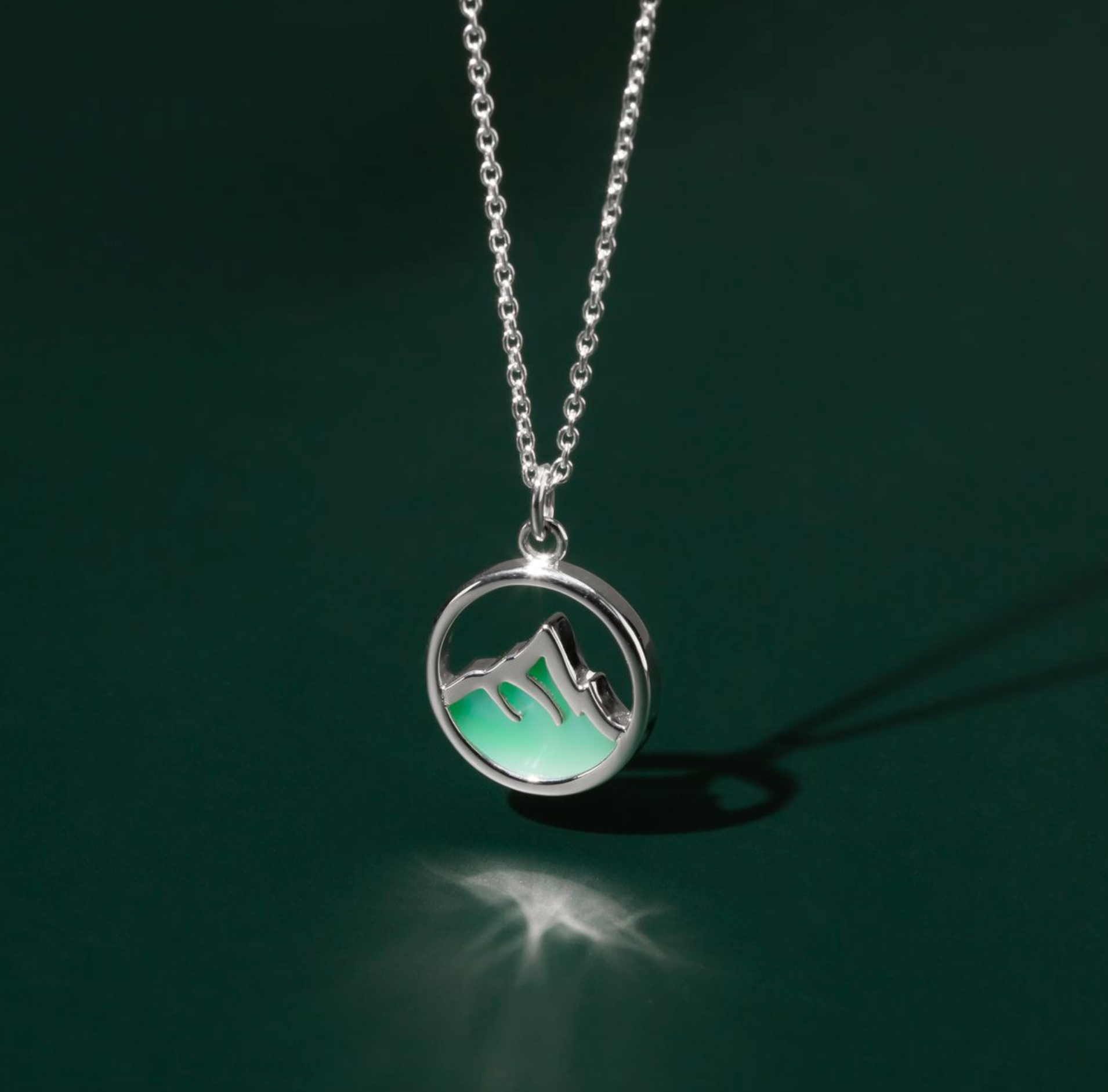 Boma Sterling Silver Mountain Peak with Green Mother of Pearl Necklace