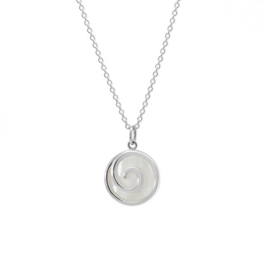 Boma Sterling Silver Mother of Pearl Maori Spiral Necklace