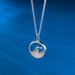 Boma Sterling Silver Outline Opal Ocean Wave Necklace
