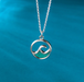 Boma Sterling Silver Outline Turquoise Ocean Wave Necklace