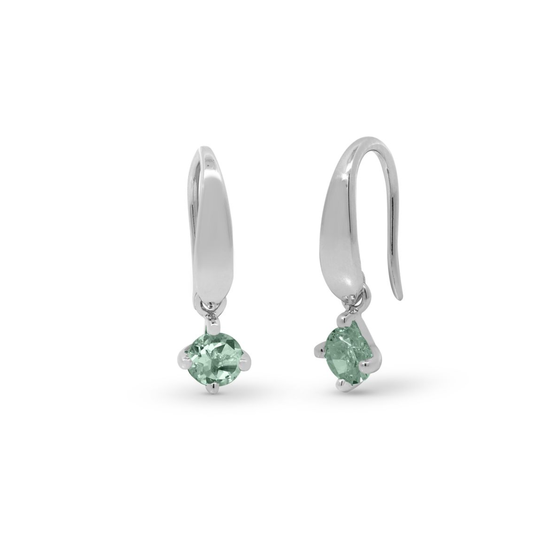 Boma Sterling Silver Aria Gemstone Open Drop with Green Amethyst Earrings