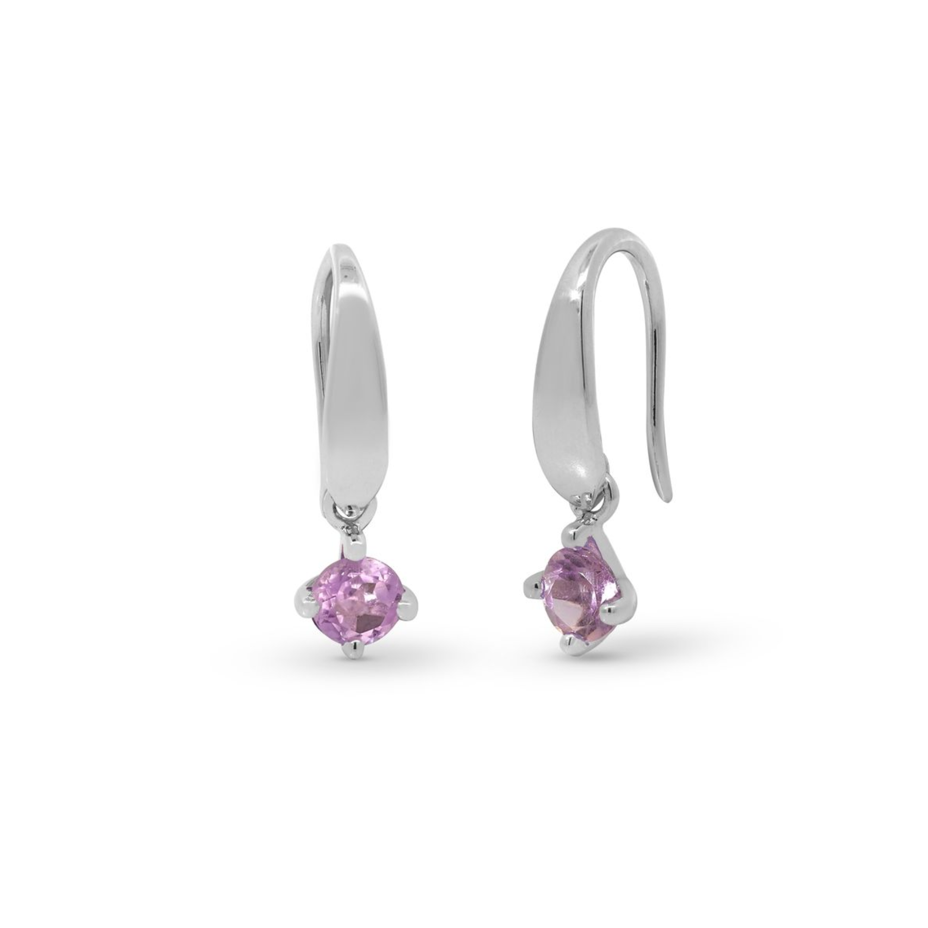 Boma Sterling Silver Aria Gemstone Open Drop with Pink Amethyst Earrings