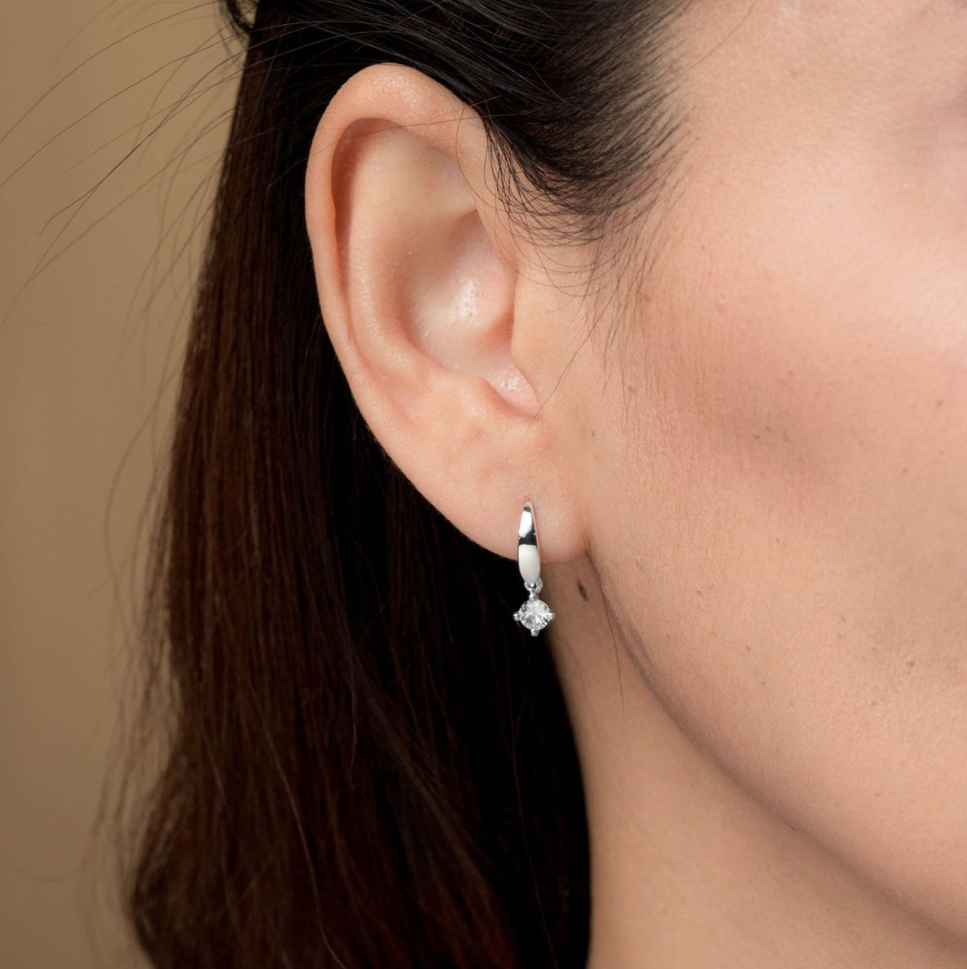 Boma Sterling Silver Aria Gemstone Open Drop with White Topaz Earrings