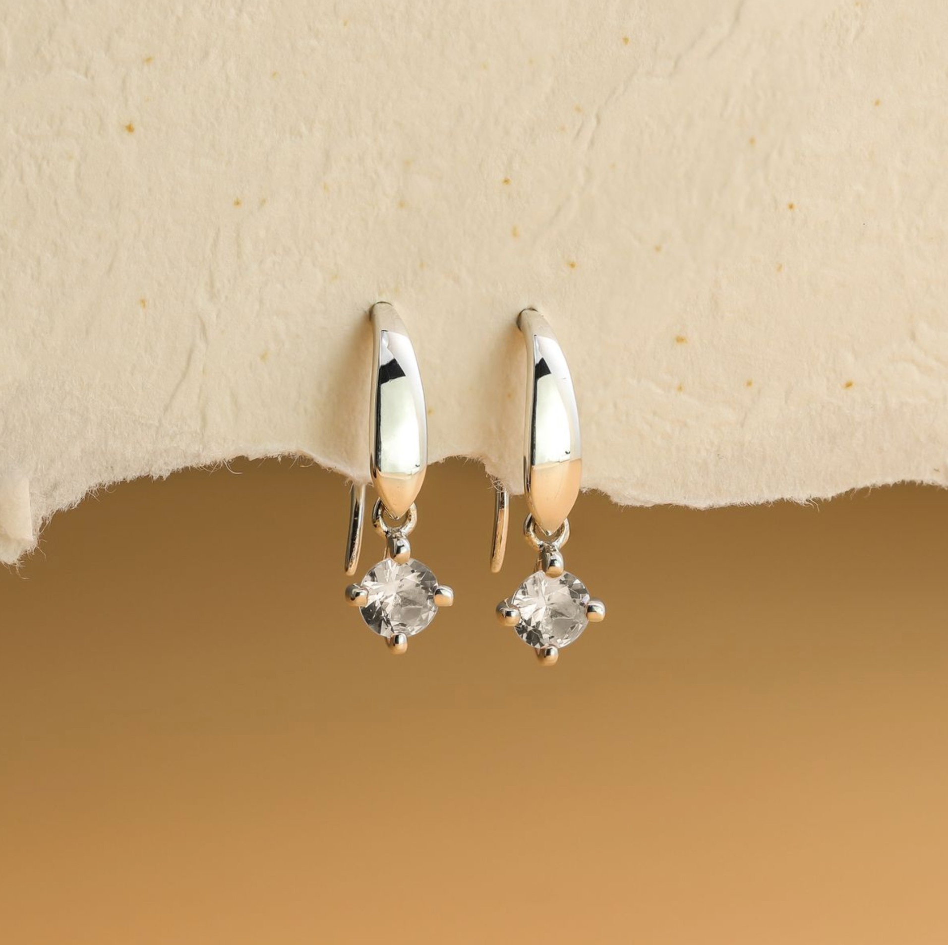 Boma Sterling Silver Aria Gemstone Open Drop with White Topaz Earrings