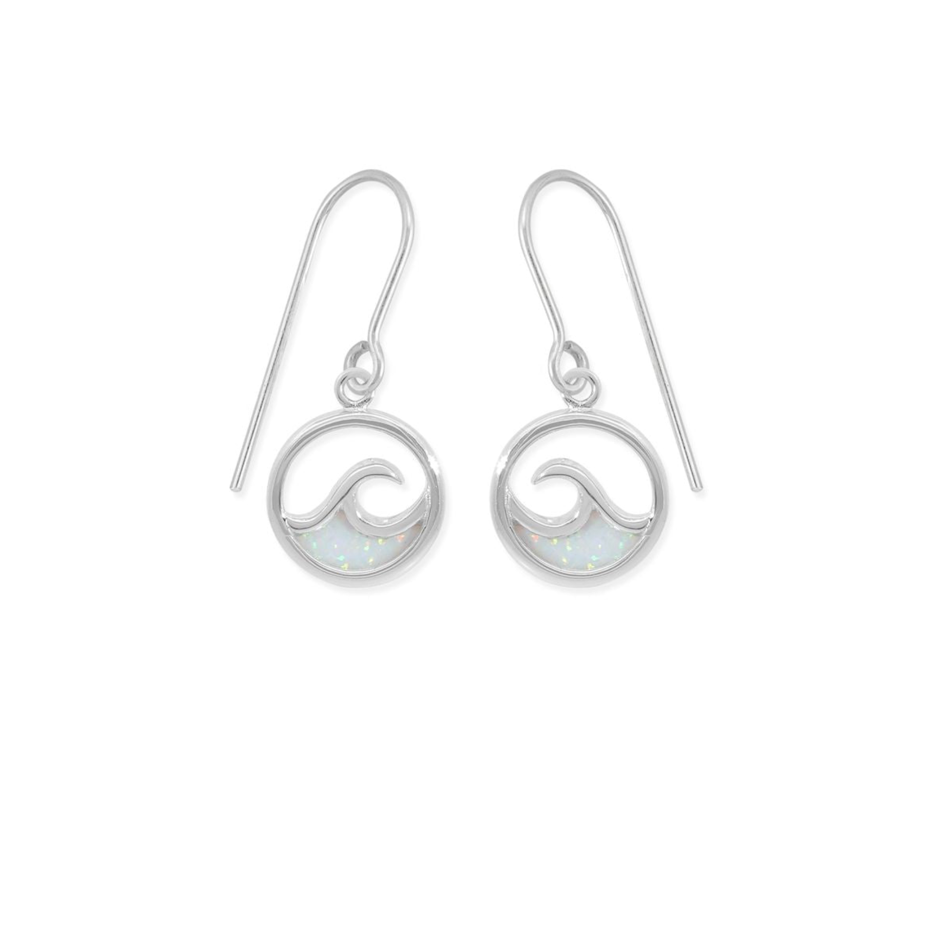 Boma Sterling Silver Outline Opal Ocean Wave Earrings