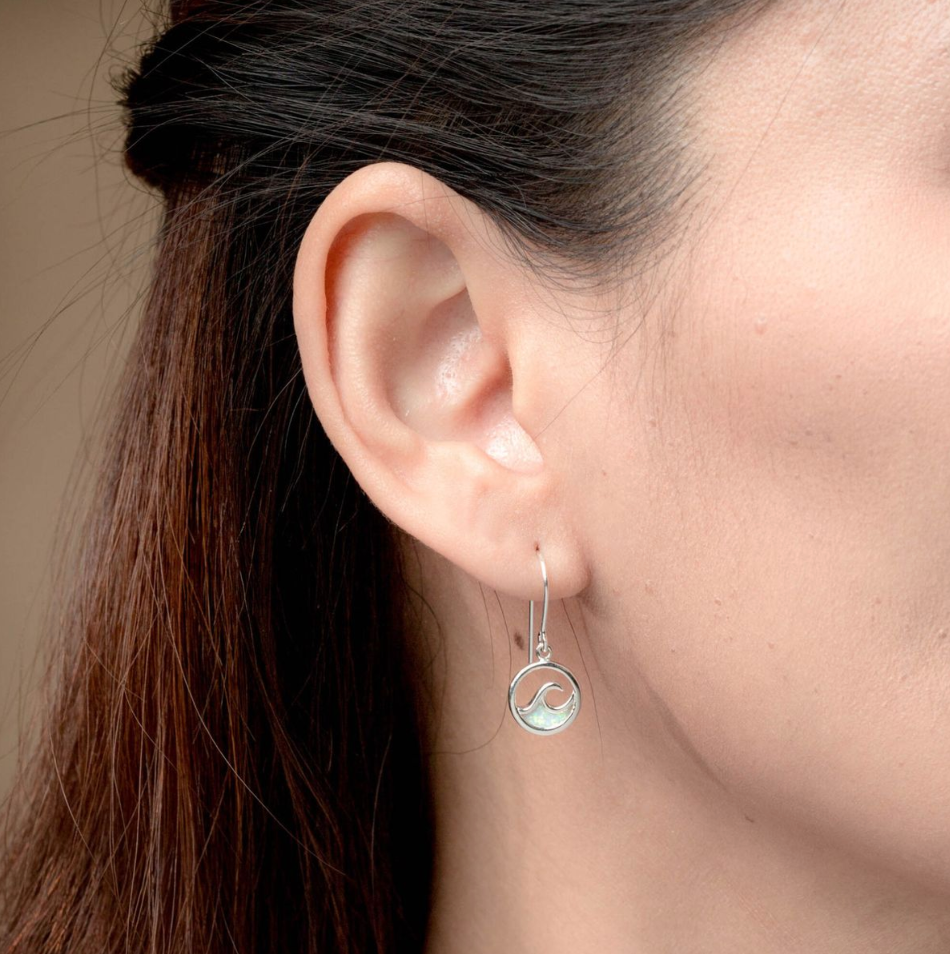 Boma Sterling Silver Outline Opal Ocean Wave Earrings