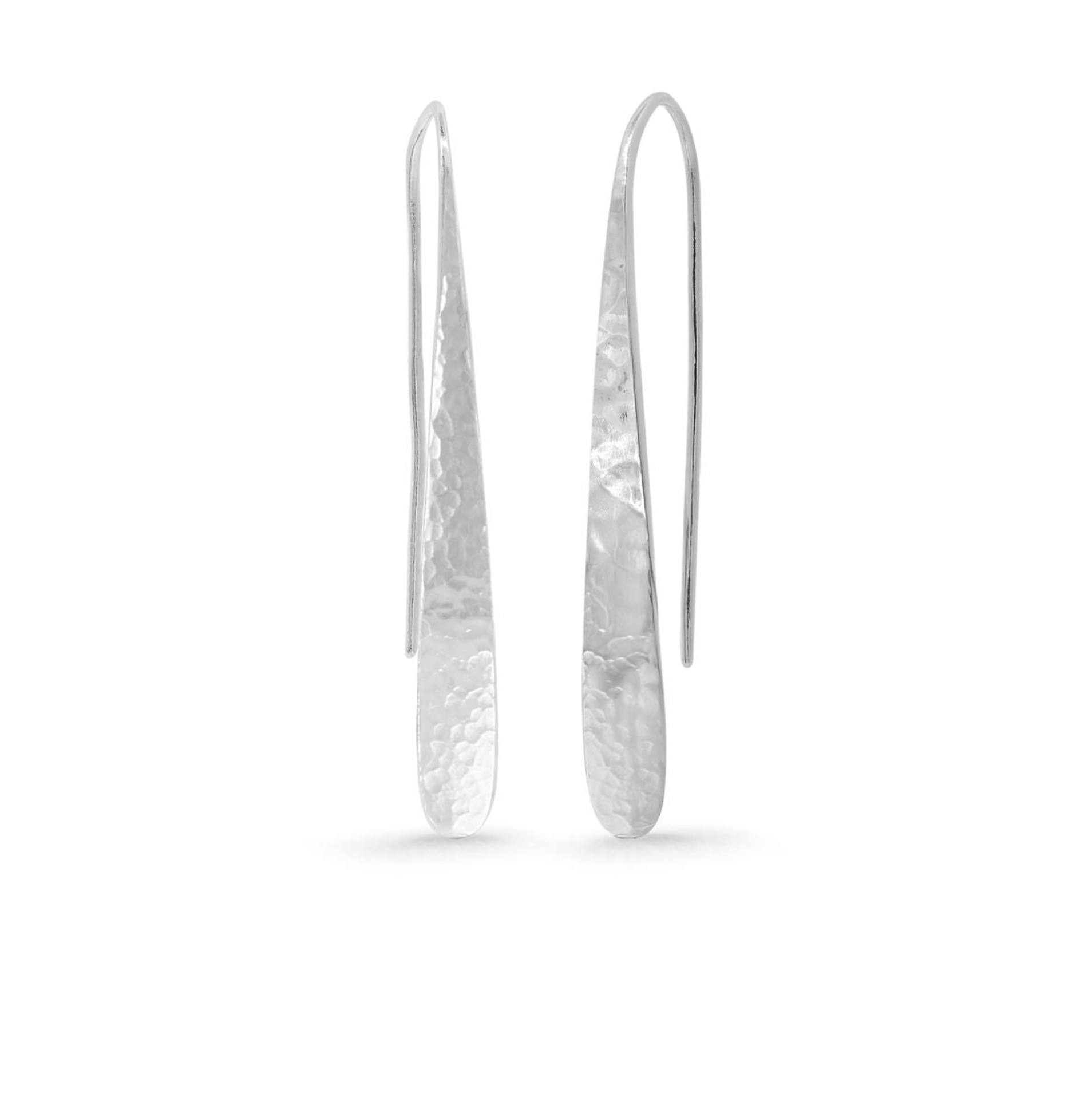 Boma Sterling Silver Hammered Long Pull Through Open Hoops
